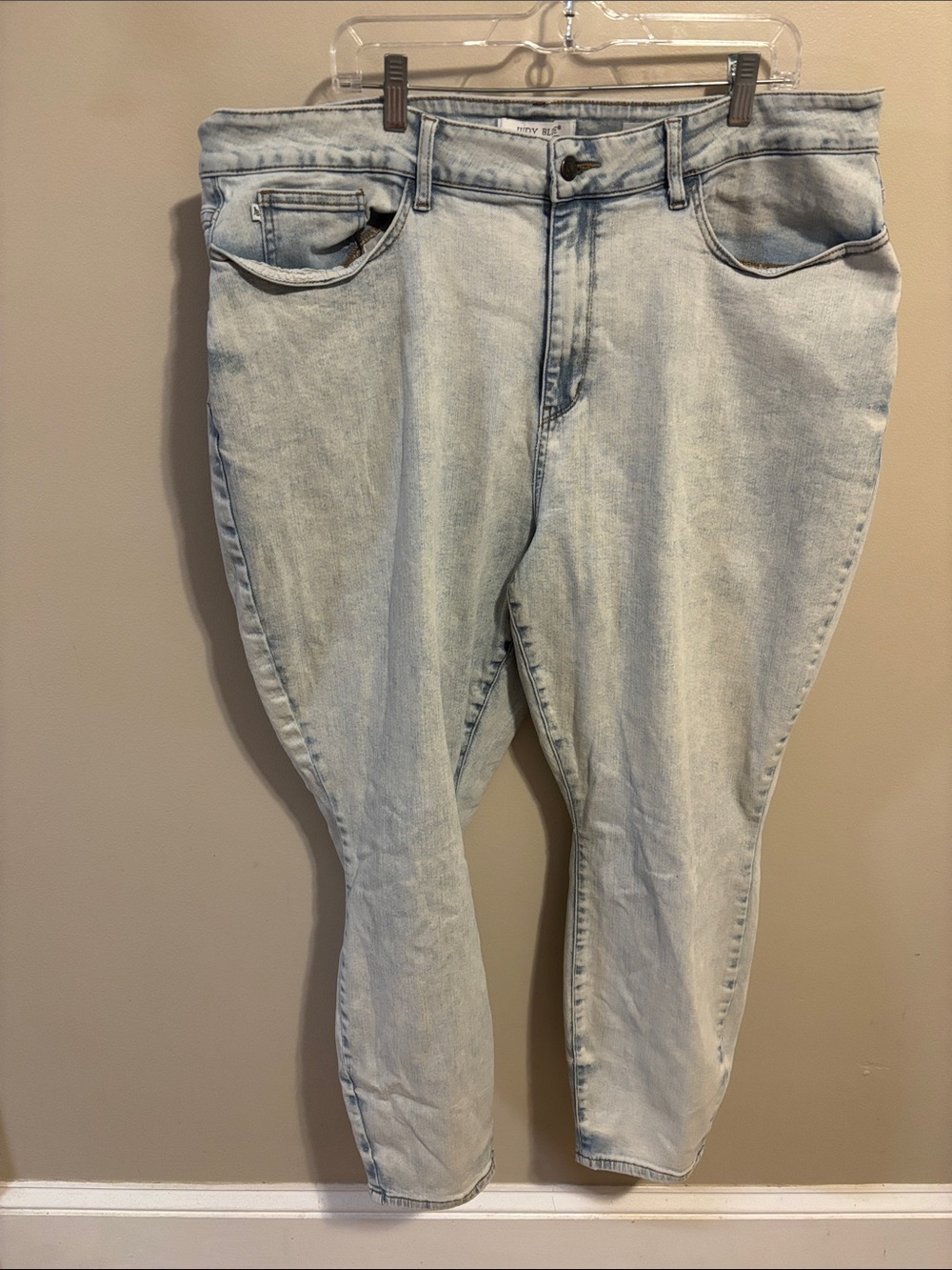 Judy Blue Slim Fit Jeans Womens Plus Size 24W Light Acid Wash Stretch Denim